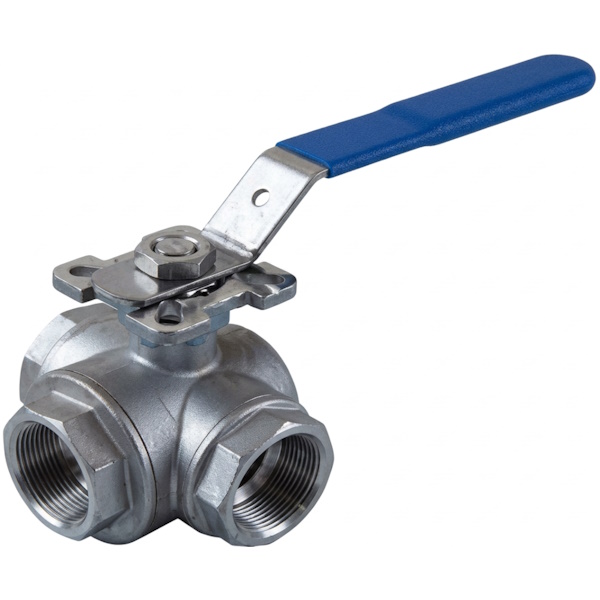 GT Comis ART. 1009 Valvola a Sfera a 3 VIE a L in Acciaio INOX Aisi 316 con Leva - G.T. COMIS - Immagine 3